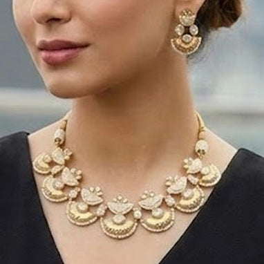 Elegant Brass Golden Meenakari Necklace & Earring Set