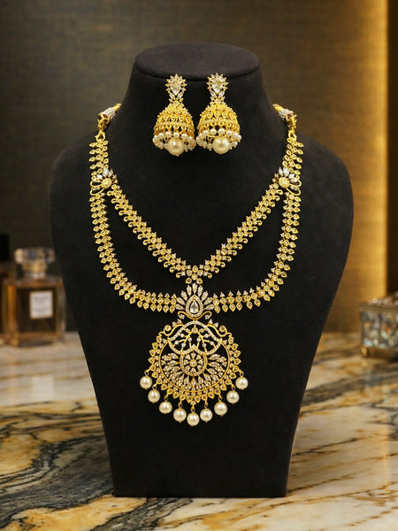 Regal Radiance South Indian Style Necklace & Jhumka Set