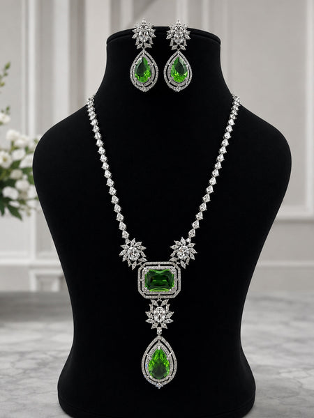 Luxury Emerald Green Crystal Necklace Set for Women