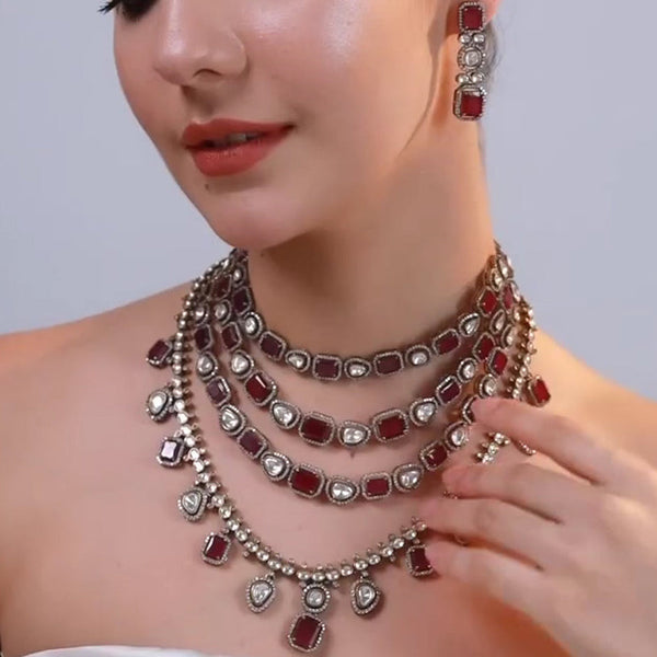 Royal Ruby Kundan Layered Necklace Set
