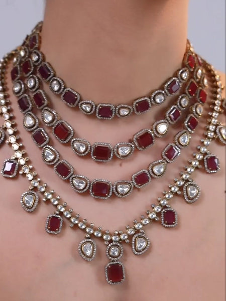Royal Ruby Kundan Layered Necklace Set