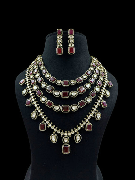 Royal Ruby Kundan Layered Necklace Set