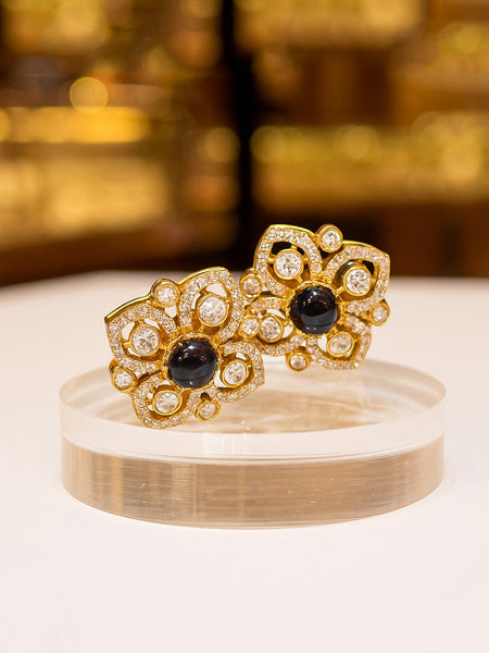 Elegant Sapphire Stone Floral Necklace with Earrings