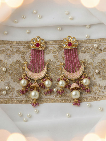 Elegant Golden Plated Brass Necklace Set with Moissanite Polki, CZ & AD Detailing