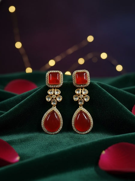 Royal Red & Pearl Golden Plated Handcrafted Necklace Set