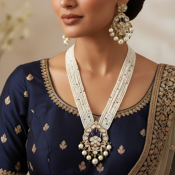 Elegant Handcrafted Pearl & Golden Plated Necklace Set