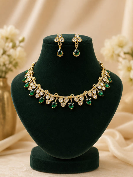Royal Emerald & Choker Necklace Set For Women