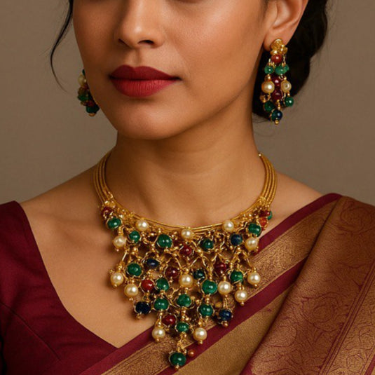 Premium Charm Multistone Necklace Set