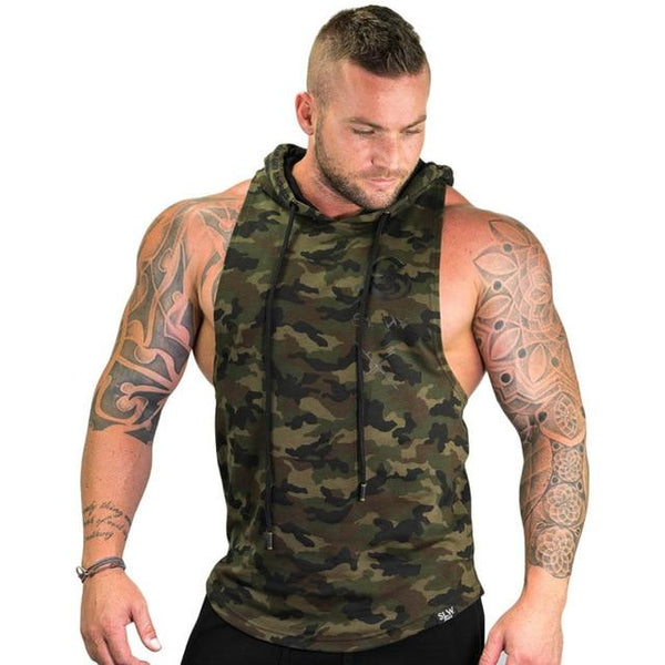 Mens Bodybuilding Tank Tops With Hoodie
