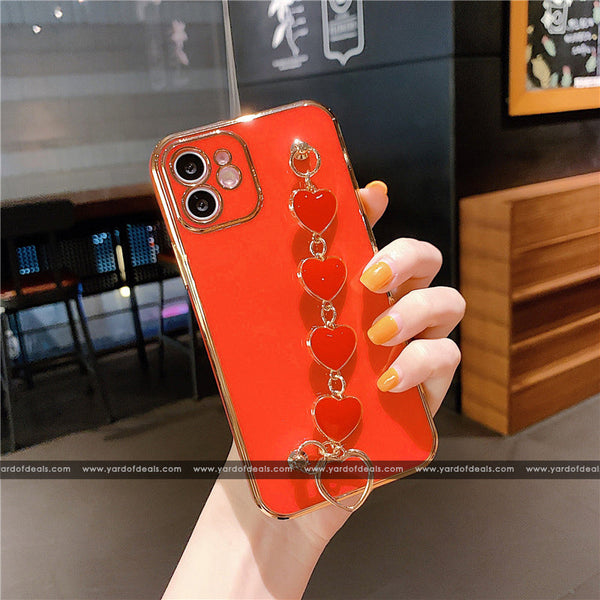 Love Heart Wrist Chain Silicone case for Samsung, OnePlus & Mi