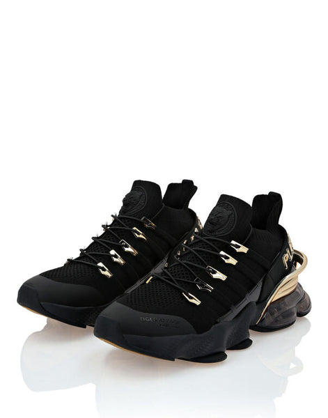 Luxury Black & Gold Sports Sneakers for Men | Premium Cushioned Designer Shoes