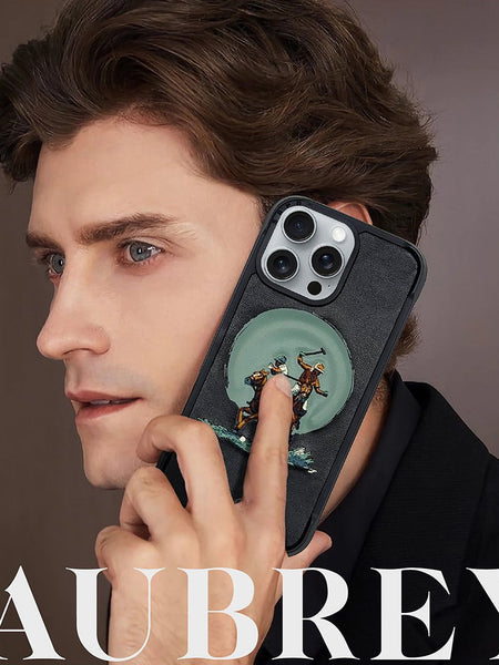 Santa Barbara Aubrey Series Embroided Leather Magsafe Case for iPhone 16 Series