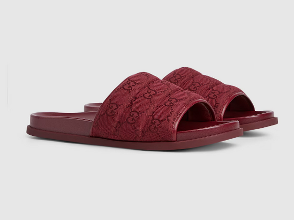 Men’s Rosso Ancora Padded GG Canvas Slide Sandals