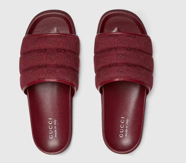 Men’s Rosso Ancora Padded GG Canvas Slide Sandals