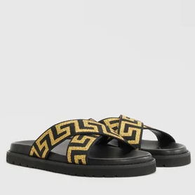 Luxury Black Designer Slide Sandals Stylish Branded Pattern Casual Slippers