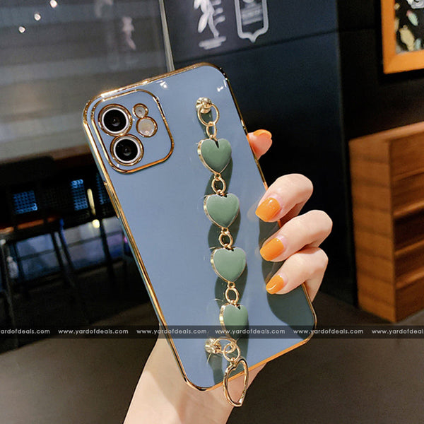 Love Heart Wrist Chain Silicone case for Samsung, OnePlus & Mi