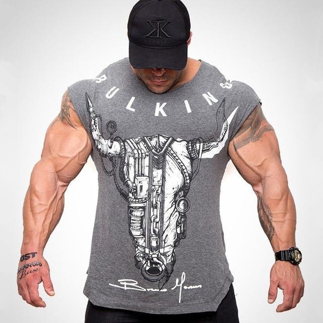 Men Short Sleeve Cotton Fashion Casual Printed Gyms T-shirts