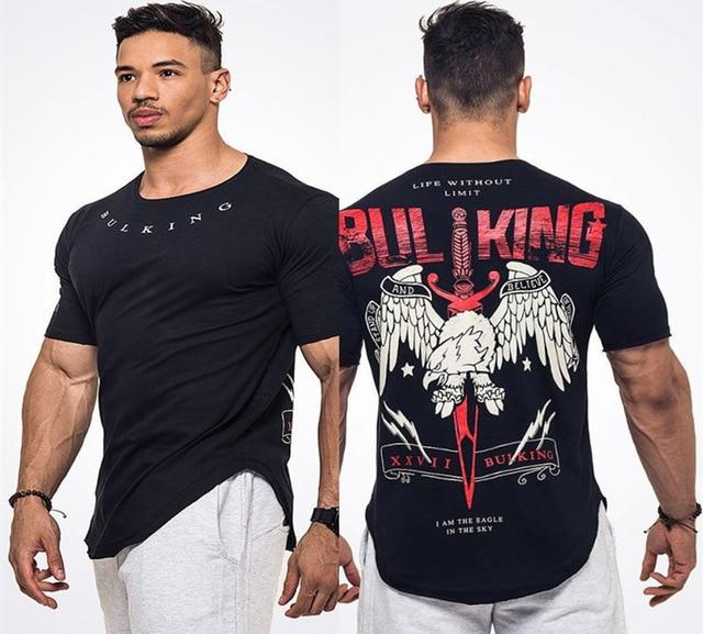 Men Short Sleeve Cotton Fashion Casual Printed Gyms T-shirts