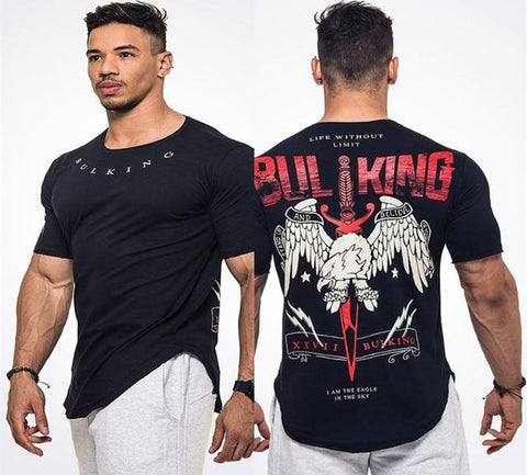 Men Short Sleeve Cotton Fashion Casual Printed Gyms T-shirts