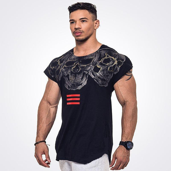 Men Short Sleeve Cotton Fashion Casual Printed Gyms T-shirts