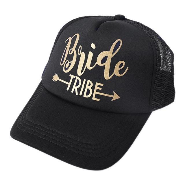 Team Bride Tribe Snapback Trucker Mesh Hat Gold Letters Arrow Printed Wedding Party Baseball Cap Club Gift