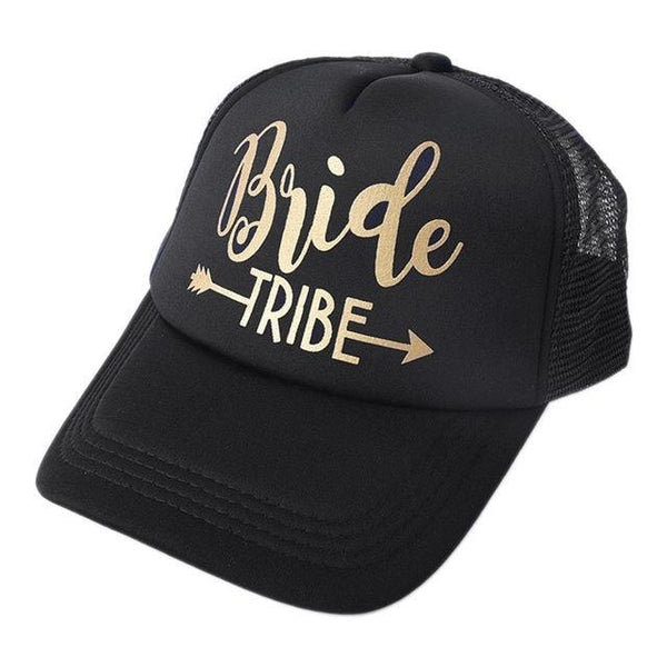 Team Bride Tribe Snapback Trucker Mesh Hat Gold Letters Arrow Printed Wedding Party Baseball Cap Club Gift