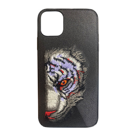 White Tiger Leather Back Case Cover