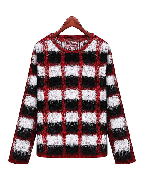 Women Plaid Sweater  Regular Fit  Lattice Design