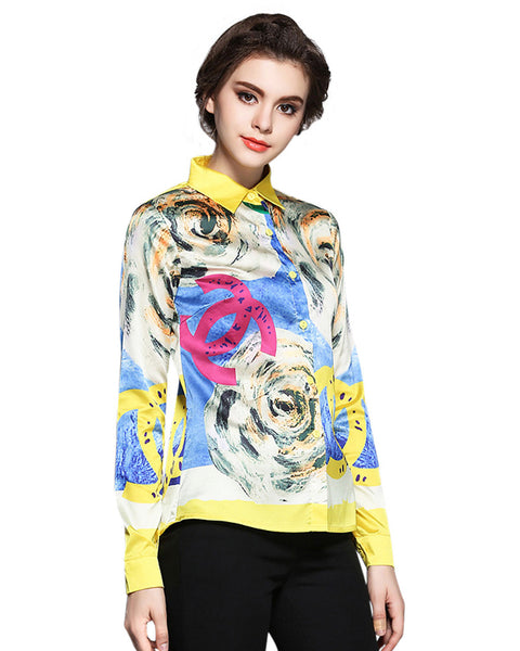 Women Printed Full Silk Shirt