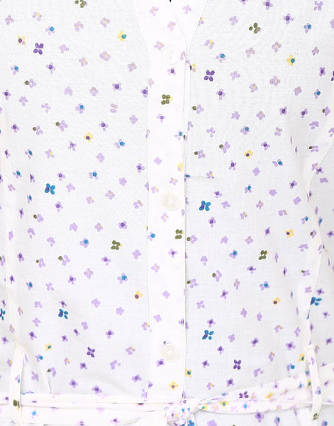 Women Casual Dress Wht-Prpl