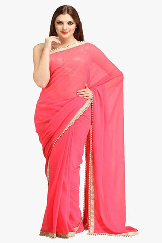 Pink Georgette Saree