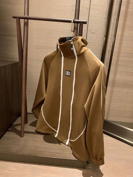 Women Latest Brown Jacket With Logo-Patched