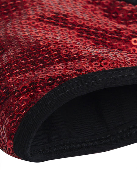 Red and Gold With Sparkling Glitter Sequin Women Fashion Reusable Face Mask (Pack of 2)