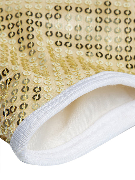 Golden and Black With Sparkling Glitter Sequin Women Fashion Reusable Face Mask (Pack of 2)