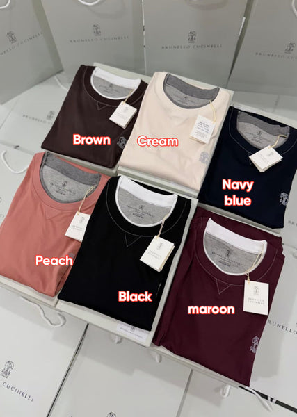 Men’s Premium Contrast Crew Neck T-Shirt Casual Wear with Minimal Logo