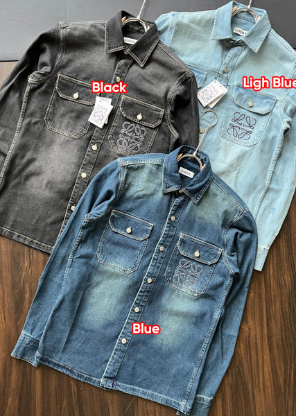 Luxury Monogram Denim Shirt  Premium Street-Smart Style