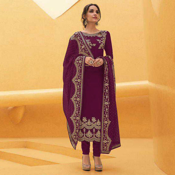 Semi-Stitched Party Wear Churidar Suit With Heavy Georgette Dupatta For Women