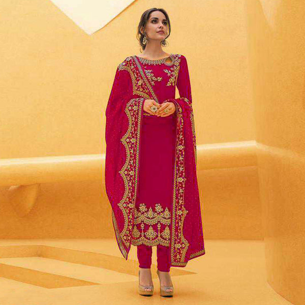 Semi-Stitched Party Wear Churidar Suit With Heavy Georgette Dupatta For Women