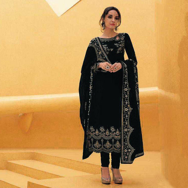 Semi-Stitched Party Wear Churidar Suit With Heavy Georgette Dupatta For Women