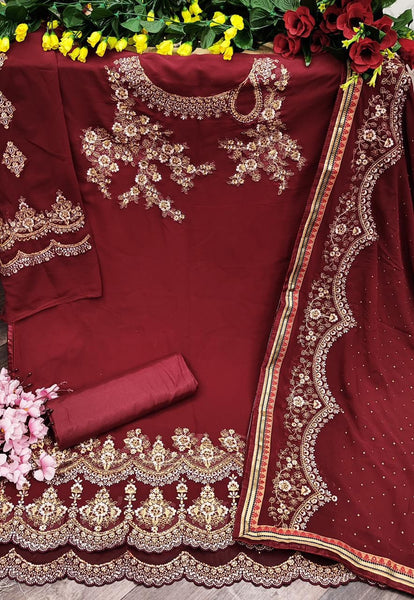 Semi-Stitched Party Wear Churidar Suit With Heavy Georgette Dupatta For Women
