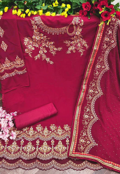 Semi-Stitched Party Wear Churidar Suit With Heavy Georgette Dupatta For Women