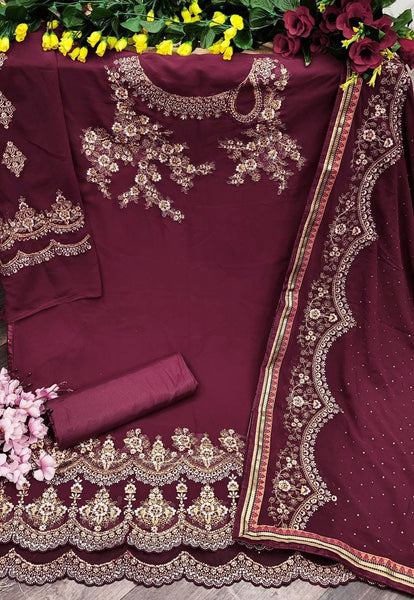 Semi-Stitched Party Wear Churidar Suit With Heavy Georgette Dupatta For Women