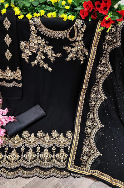Semi-Stitched Party Wear Churidar Suit With Heavy Georgette Dupatta For Women