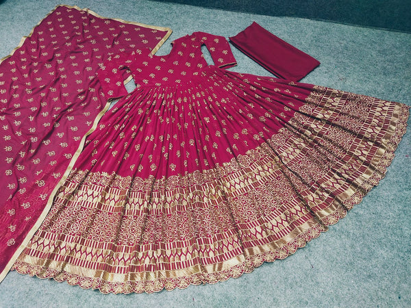 Party Wear Gown {Fully Stitched} with Heavy Embroidery Work