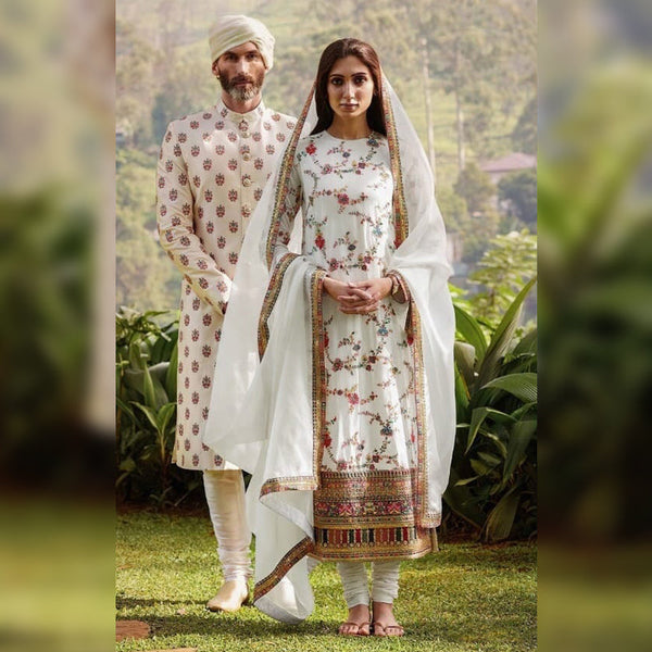 Heavy Georgette With Multi Thread Embroidery Work suit With Real Mirror {Semi-Stitched}