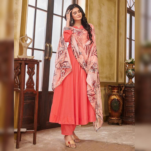 Fully Stitched Digital Printed Work Long Gown With Plazzo For Women.