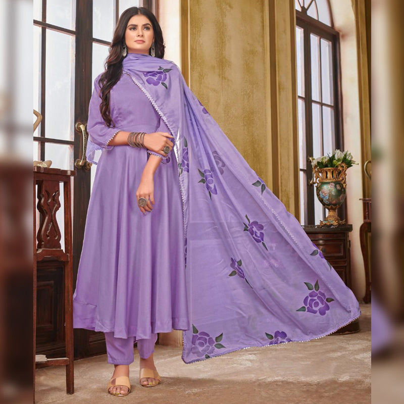 Fully Stitched Digital Printed Work Long Gown With Plazzo For Women.