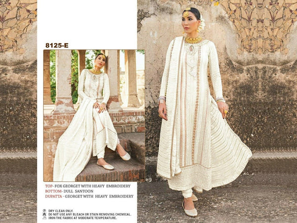 Heavy Georgette Semi-Stitched Suit With Embroidery and Moti Work For Women.