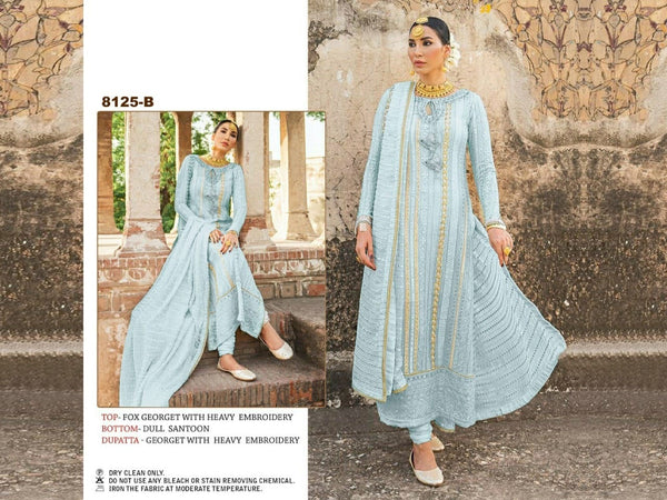 Heavy Georgette Semi-Stitched Suit With Embroidery and Moti Work For Women.