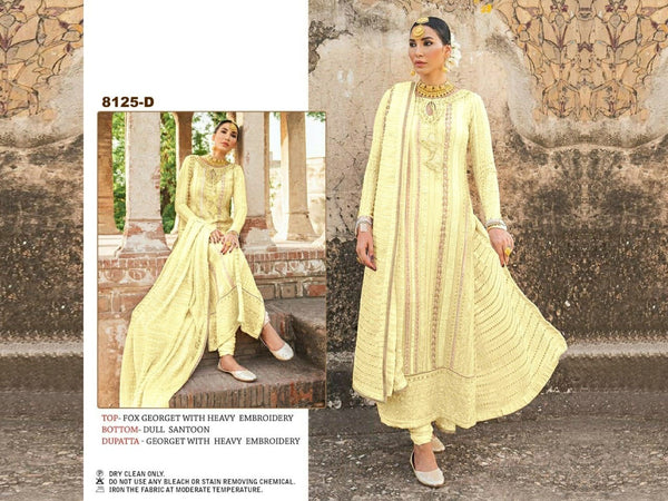 Heavy Georgette Semi-Stitched Suit With Embroidery and Moti Work For Women.